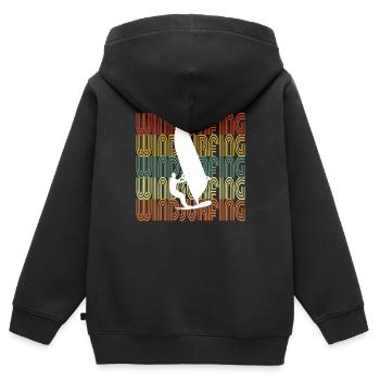 WINDSURFING - Kinder Premium Organic Zip Hoodie - Schwarz - Hinten - AI Model Kid Male (0cm)
