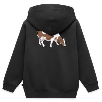 Kuh mit braunen Flecken - Kinder Premium Organic Zip Hoodie - Schwarz - Hinten - AI Model Kid Male (0cm)