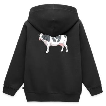 Comic Kuh mit flecken - Kinder Premium Organic Zip Hoodie - Schwarz - Hinten - AI Model Kid Male (0cm)