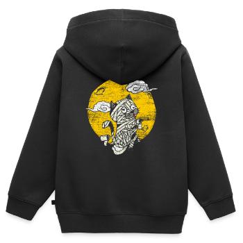 Katze Mumie - Kinder Premium Organic Zip Hoodie - Schwarz - Hinten - AI Model Kid Male (0cm)