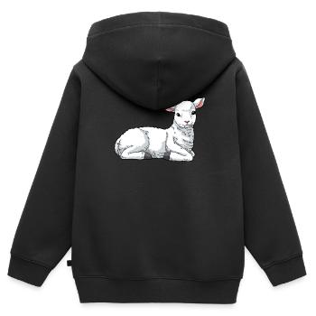 Lamm Schaf Hausschaf - Kinder Premium Organic Zip Hoodie - Schwarz - Hinten - AI Model Kid Male (0cm)