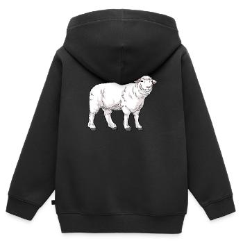 Drawn domestic sheep - Kids Premium Organic Zip-up Hoodie - black - Back - AI Model Kid Male (0cm)