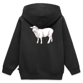 Sheep domestic sheep - Kids Premium Organic Zip-up Hoodie - black - Back - AI Model Kid Male (0cm)