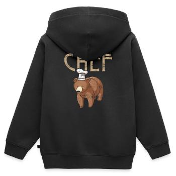 Bear Chef Cooking Kitchen Baking Gift - Kids Premium Organic Zip-up Hoodie - black - Back - AI Model Kid Male (0cm)