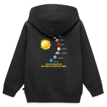 Mein Vater Sonnensystem Planeten Weltraum Geschenk - Kinder Premium Organic Zip Hoodie - Schwarz - Hinten - AI Model Kid Male (0cm)