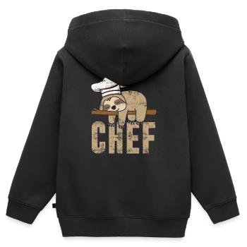 Sloth Chef Cooking Kitchen Baking Gift - Kids Premium Organic Zip-up Hoodie - black - Back - AI Model Kid Male (0cm)
