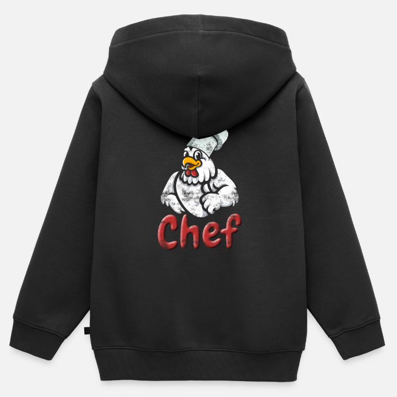 Chef chicken cooking kitchen baking gift - Kids Premium Organic Zip-up Hoodie - black