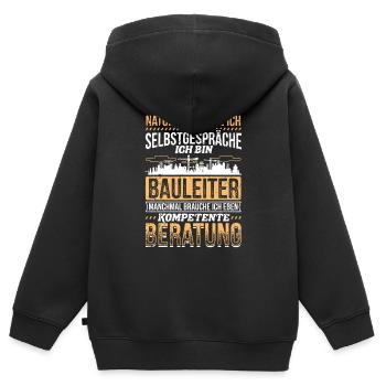 Selbstgespräche Bauleiter Kompetente Beratung - Kinder Premium Organic Zip Hoodie - Schwarz - Hinten - AI Model Kid Male (0cm)