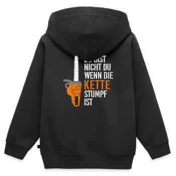 Du bist nicht du wenn die Kette stumpf ist - Kinder Premium Organic Zip Hoodie - Schwarz - Hinten - AI Model Kid Male (0cm)
