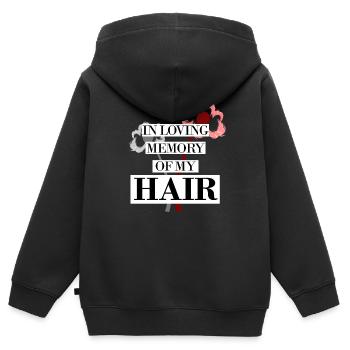 perte de cheveux - Sweat Premium à capuche zippé enfant bio - noir - Dos - AI Model Kid Male (0cm)