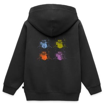trommer - Premium børne zip-hættetrøje økologisk - sort - Bagpå - AI Model Kid Male (0cm)
