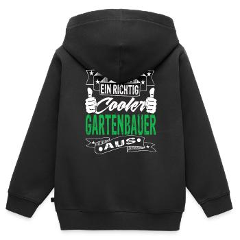 Garten Gartenbauer Landschaftsbau Gartenarbeit - Kinder Premium Organic Zip Hoodie - Schwarz - Hinten - AI Model Kid Male (0cm)