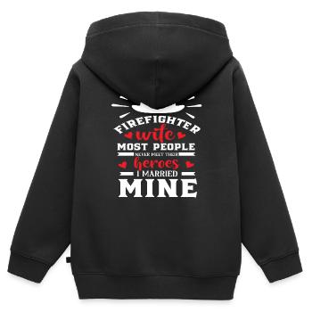 Feuerwehrfrau - Kinder Premium Organic Zip Hoodie - Schwarz - Hinten - AI Model Kid Male (0cm)