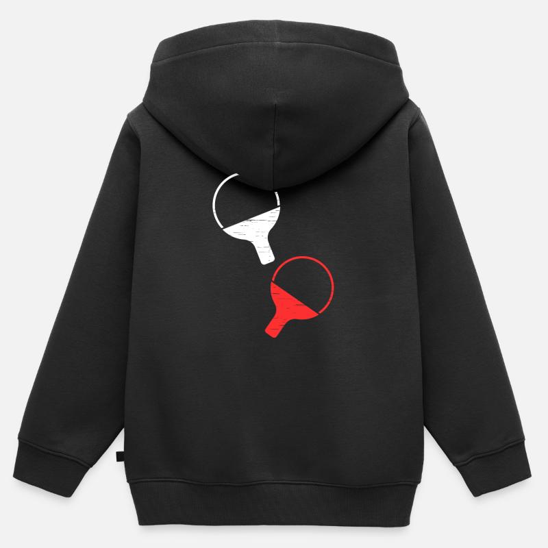 tennis de table - Sweat Premium à capuche zippé enfant bio - noir