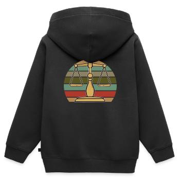 Tribunal Justice Droit - Sweat Premium à capuche zippé enfant bio - noir - Dos - AI Model Kid Male (0cm)