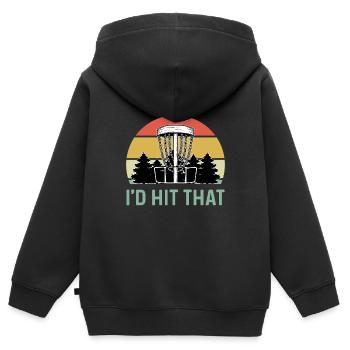 Disc Golf - Kids Premium Organic Zip-up Hoodie - black - Back - AI Model Kid Male (0cm)