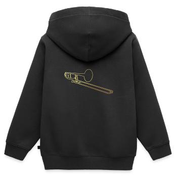 Trombone trombone - Sweat Premium à capuche zippé enfant bio - noir - Dos - AI Model Kid Male (0cm)