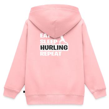 HURLING - Kinder Premium Organic Zip Hoodie - Rosa - Hinten - AI Model Kid Female (0cm)