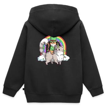 St Patrick Cat Riding Caticorn pour chat et - Sweat Premium à capuche zippé enfant bio - noir - Dos - AI Model Kid Male (0cm)