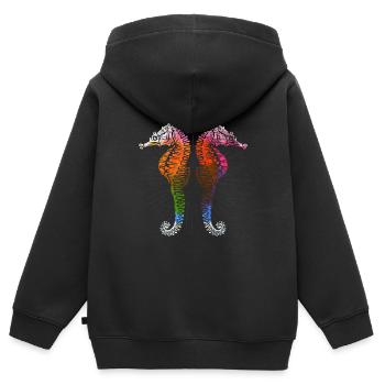 hippocampe - Sweat Premium à capuche zippé enfant bio - noir - Dos - AI Model Kid Male (0cm)