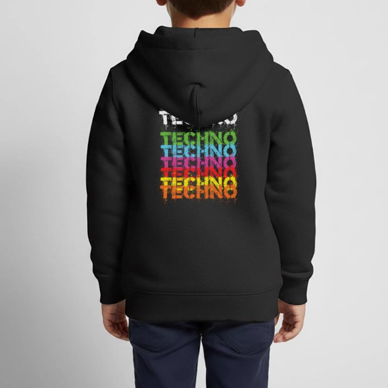 Techno Techno Freak Techno Music Felpa Premium con cappuccio con zip bambino bio