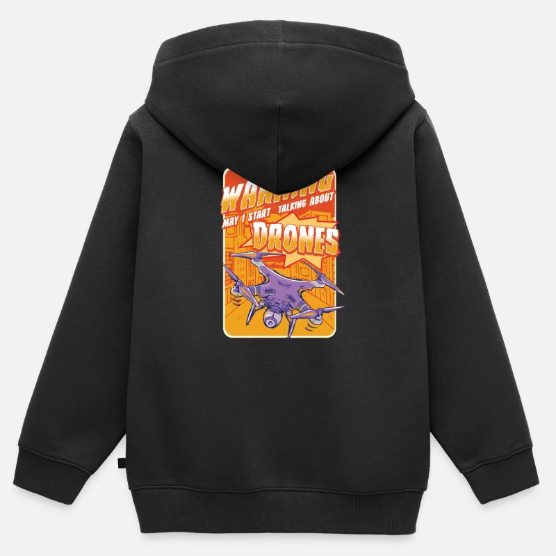 DRONES - Sweat Premium à capuche zippé enfant bio - noir