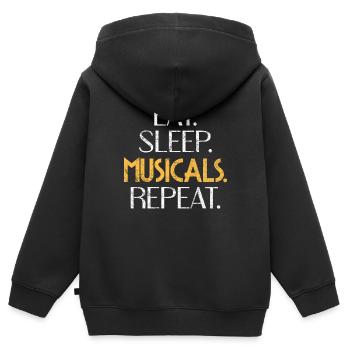 Musical Theater - Kinder Premium Organic Zip Hoodie - Schwarz - Hinten - AI Model Kid Male (0cm)