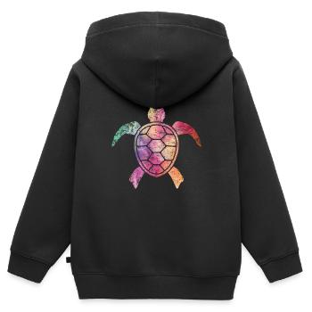 Tortue - Sweat Premium à capuche zippé enfant bio - noir - Dos - AI Model Kid Male (0cm)