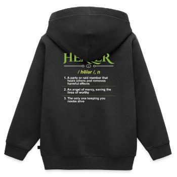 Heiler Definition Gamer - Kinder Premium Organic Zip Hoodie - Schwarz - Hinten - AI Model Kid Male (0cm)