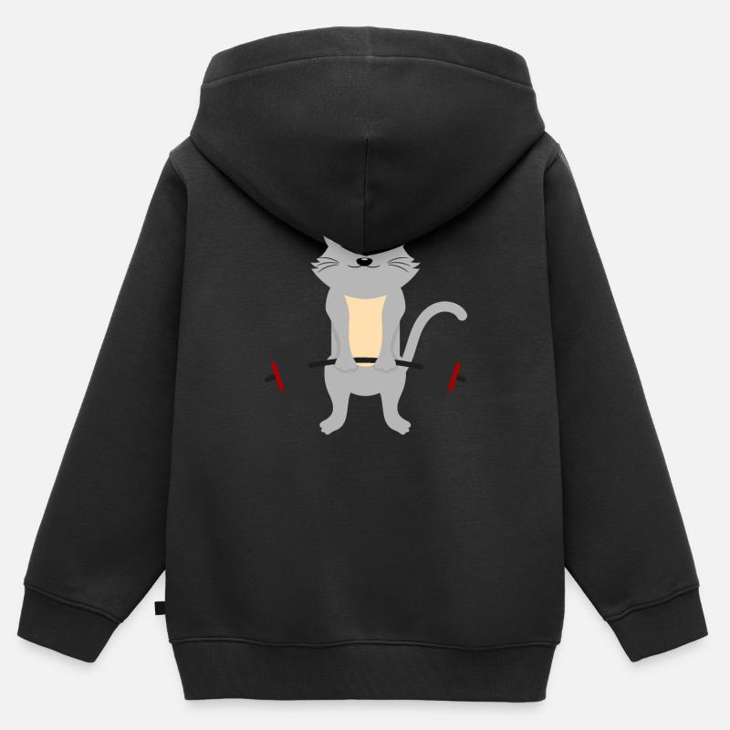 Haltérophiles pour chats - Sweat Premium à capuche zippé enfant bio - noir