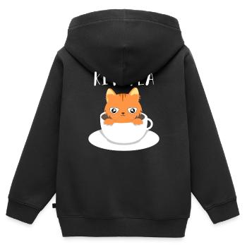 Tasse à thé pour chats - Sweat Premium à capuche zippé enfant bio - noir - Dos - AI Model Kid Male (0cm)