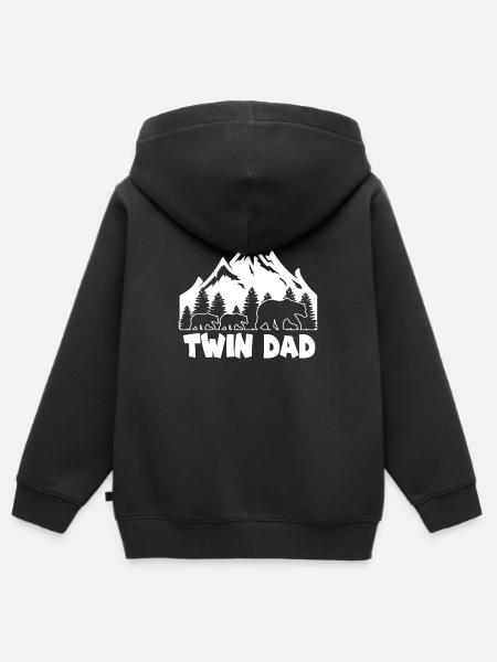 Papa jumeaux père cadeau I papa fête des pères - Sweat Premium à capuche zippé enfant bio - noir