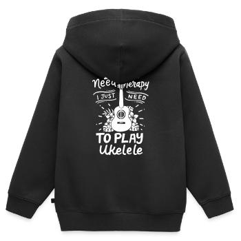 Ukulélé - Sweat Premium à capuche zippé enfant bio - noir - Dos - AI Model Kid Male (0cm)