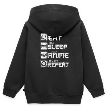 Anime - Sweat Premium à capuche zippé enfant bio - noir - Dos - AI Model Kid Male (0cm)