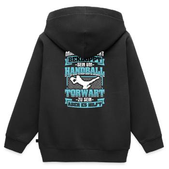 Muss Nicht Bekloppt Handball Torwart Hilft - Kinder Premium Organic Zip Hoodie - Schwarz - Hinten - AI Model Kid Male (0cm)