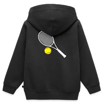 Tennis - Kinder Premium Organic Zip Hoodie - Schwarz - Hinten - AI Model Kid Male (0cm)