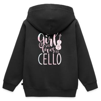 Violoncelle - Sweat Premium à capuche zippé enfant bio - noir - Dos - AI Model Kid Male (0cm)