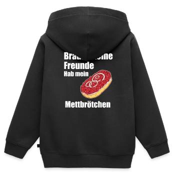 Mett-Brötchen Mahlzeit Ruhrgebiet Geschenk Spruch - Kinder Premium Organic Zip Hoodie - Schwarz - Hinten - AI Model Kid Male (0cm)