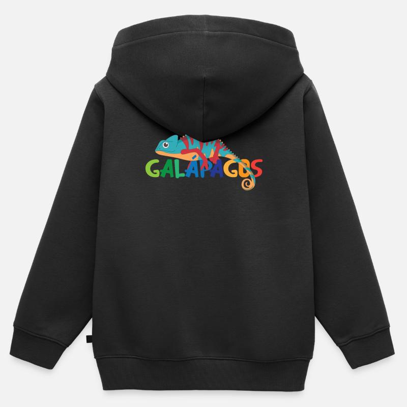 Galapagos Îles Équateur Caméléon Exotique - Sweat Premium à capuche zippé enfant bio - noir