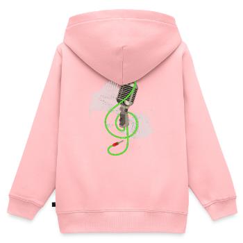 Microphone rétro chanteur de karaoké vintage podcast DJ - Sweat Premium à capuche zippé enfant bio - rose - Dos - AI Model Kid Female (0cm)