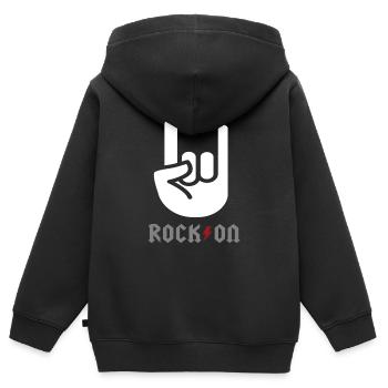 Rock Rock and Roll Rock Musik Rocker - Kinder Premium Organic Zip Hoodie - Schwarz - Hinten - AI Model Kid Male (0cm)