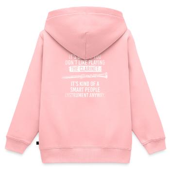 Klarinette - Kinder Premium Organic Zip Hoodie - Rosa - Hinten - AI Model Kid Female (0cm)