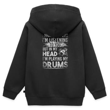 Schlagzeug Drumsticks - Kinder Premium Organic Zip Hoodie - Schwarz - Hinten - AI Model Kid Male (0cm)