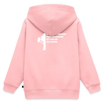 Kletterer Bouldern Boulderer Kletterwand Spruch - Kinder Premium Organic Zip Hoodie - Rosa - Hinten - AI Model Kid Female (0cm)