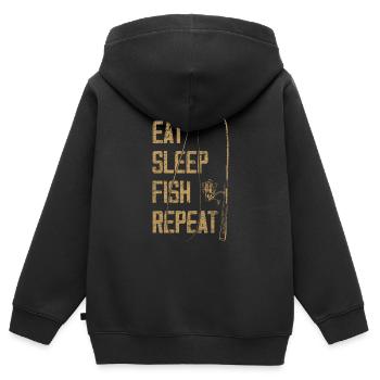 Fisch Fischer - Kinder Premium Organic Zip Hoodie - Schwarz - Hinten - AI Model Kid Male (0cm)