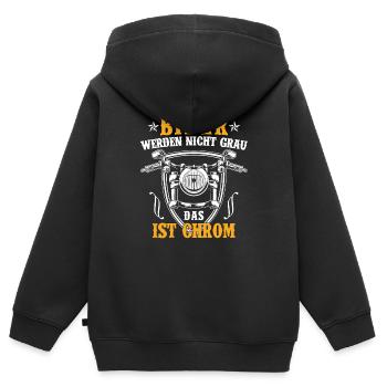 Biker werden nicht grau das ist Chrom Motorrad - Kinder Premium Organic Zip Hoodie - Schwarz - Hinten - AI Model Kid Male (0cm)