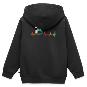 Schlagzeug Schlagzeuger Herzschlag - Kinder Premium Organic Zip Hoodie - Schwarz - Hinten - AI Model Kid Male (0cm)