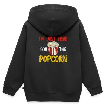 Bonbons au maïs soufflé - Sweat Premium à capuche zippé enfant bio - noir - Dos - AI Model Kid Male (0cm)