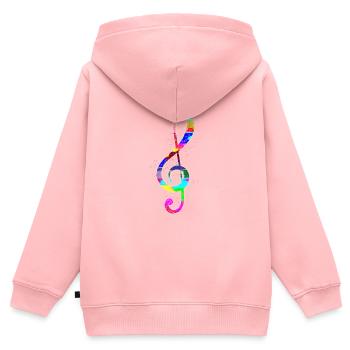 Notes de musique Clef - Sweat Premium à capuche zippé enfant bio - rose - Dos - AI Model Kid Female (0cm)