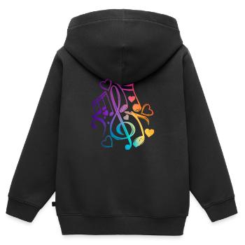 Notes de musique Clef - Sweat Premium à capuche zippé enfant bio - noir - Dos - AI Model Kid Male (0cm)